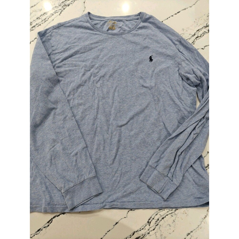 Polo Ralph Lauren Men's Size LG Crew Neck Long Sleeve Shirt Blue Pony